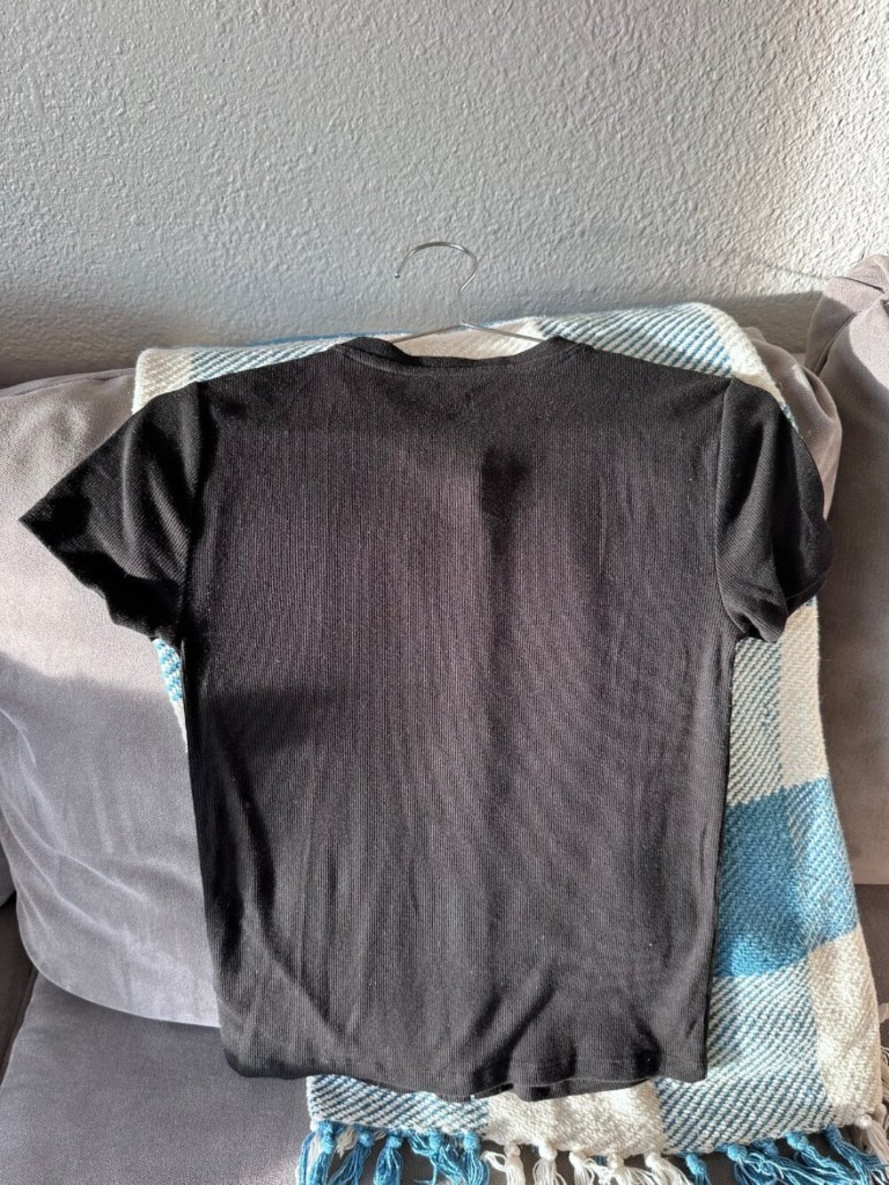 Gap Black Ribbed Button-Front Top - Size S - Picture 2 of 2